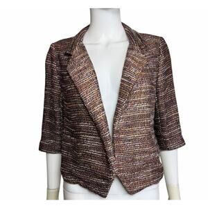 NSF Women's S Multicolor Mixed Berry Libby Metallic Woven Blazer Open Jacket EUC